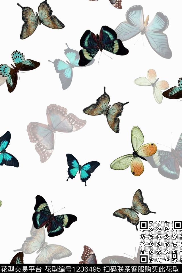 小碎花时尚蝴蝶数码印花花型下载（图片编号: 1236495） - 瓦栏（Walan）