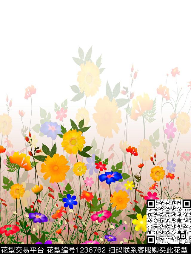 定位小花小清新.jpg - 1236762 - 绿植树叶 数码花型 趣味 - 数码印花花型 － 女装花型设计 － 瓦栏