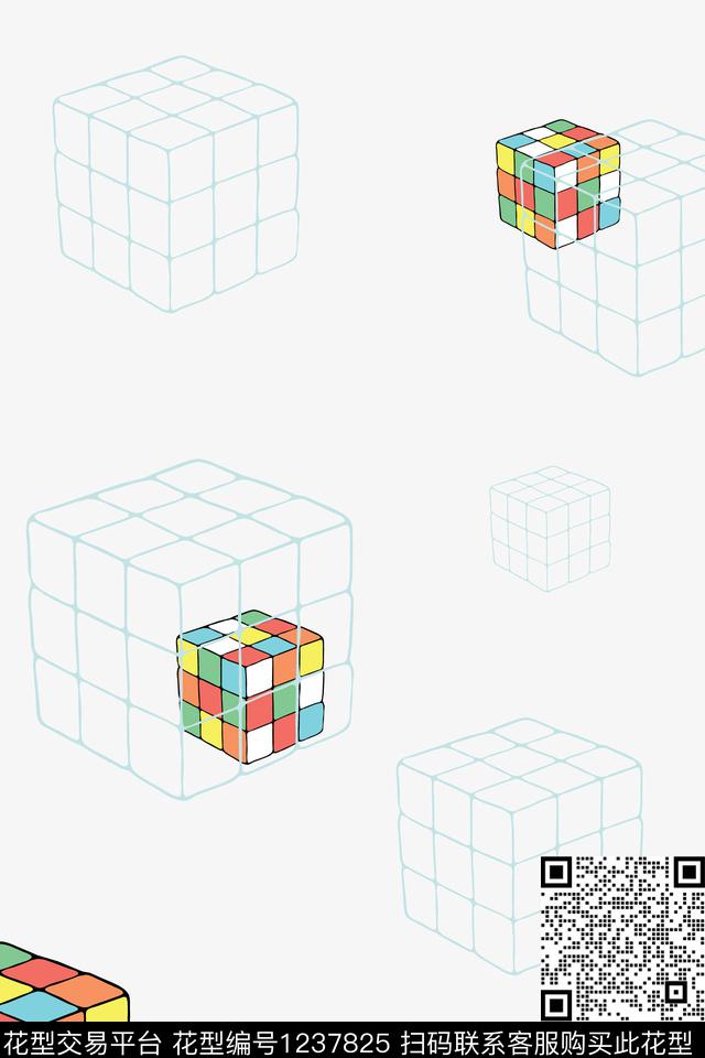 线条几何魔方数码印花花型下载（图片编号: 1237825） - 瓦栏（Walan）
