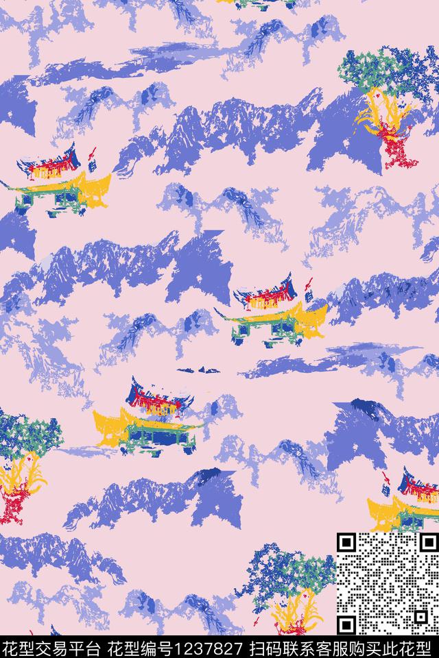建筑肌理风景景观数码印花花型下载（图片编号: 1237827） - 瓦栏（Walan）