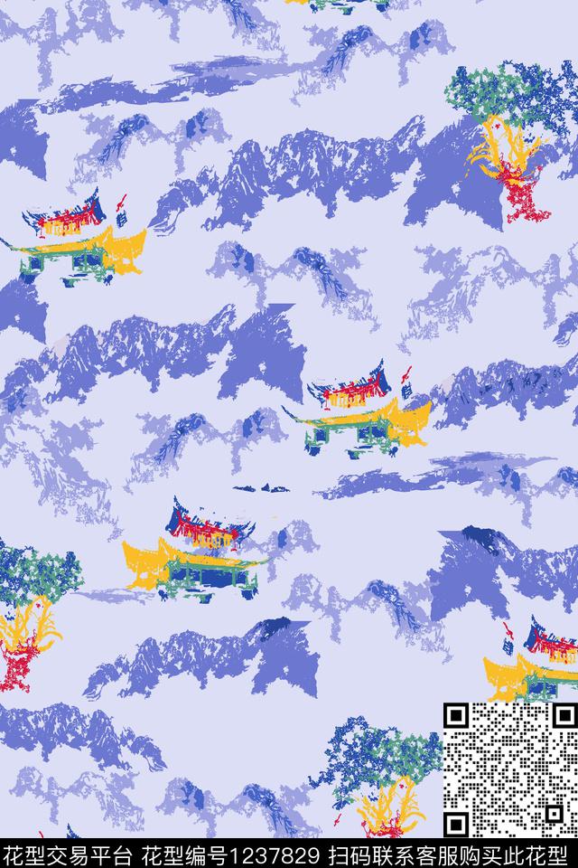 建筑肌理风景景观数码印花花型下载（图片编号: 1237829） - 瓦栏（Walan）