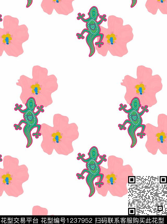 动物珠宝宝石花卉数码印花花型下载（图片编号: 1237952） - 瓦栏（Walan）