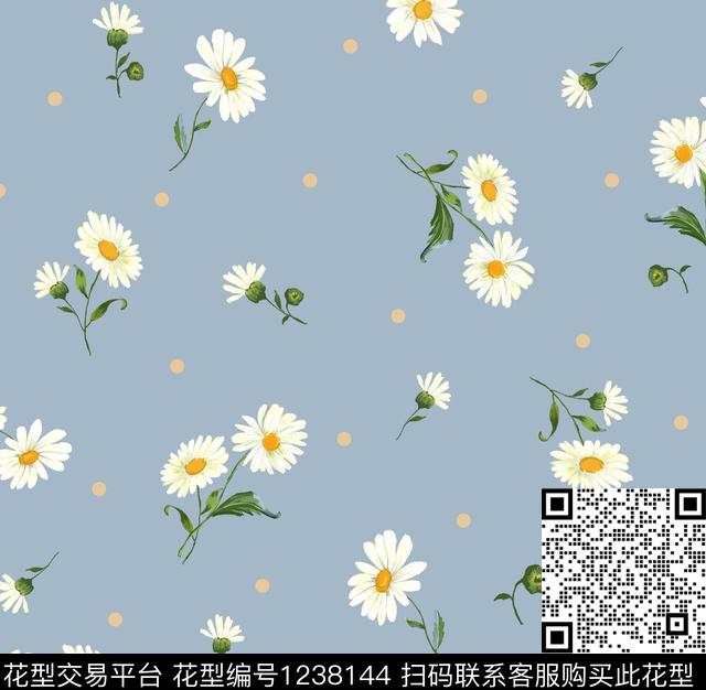 di-0012.jpg - 1238144 - 小碎花 花卉 小雏菊 - 数码印花花型 － 女装花型设计 － 瓦栏