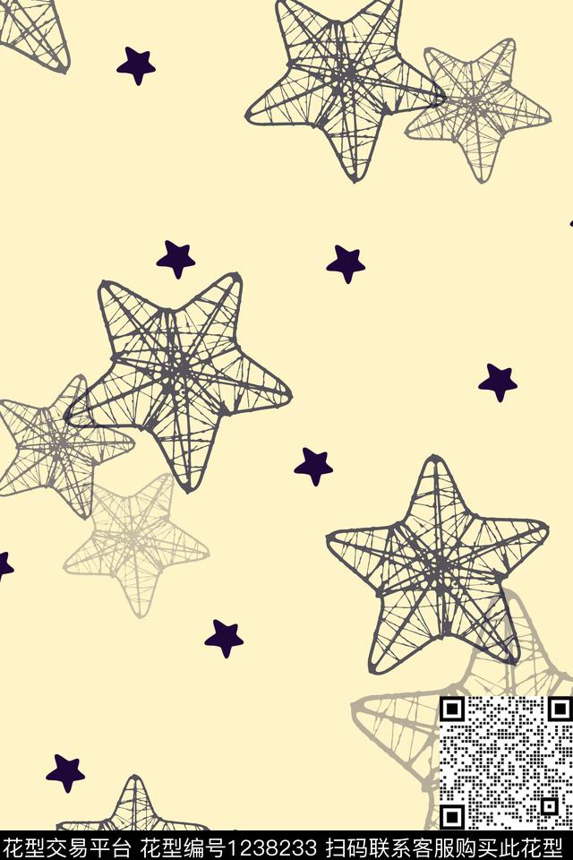 星星休闲简约数码印花花型下载（图片编号: 1238233） - 瓦栏（Walan）