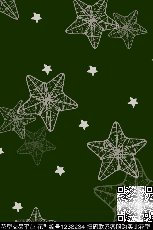 星星休闲简约数码印花花型下载（图片编号: 1238234） - 瓦栏（Walan）