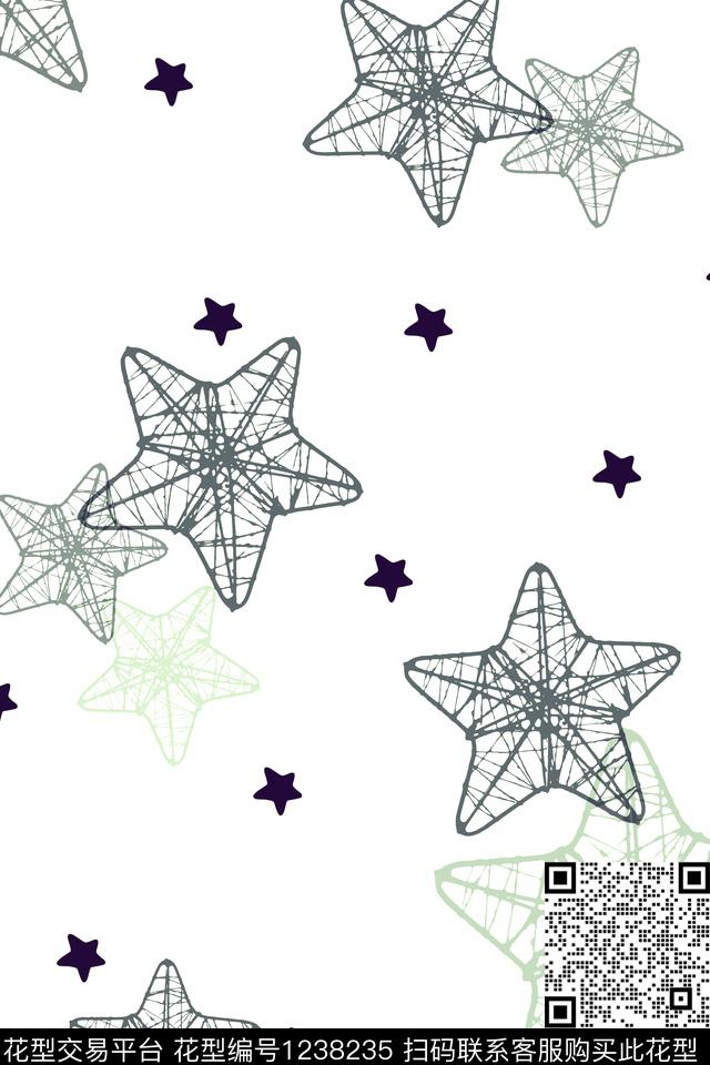 星星休闲简约数码印花花型下载（图片编号: 1238235） - 瓦栏（Walan）