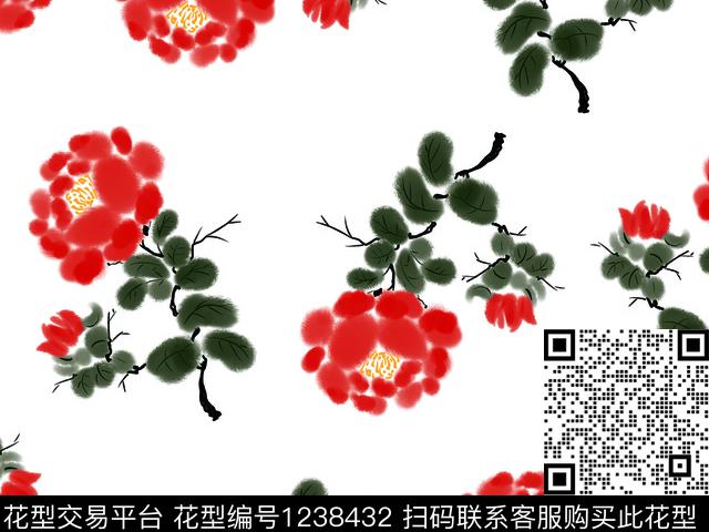 190746-1.jpg - 1238432 - 菊花 水墨风 数码花卉 - 数码印花花型 － 女装花型设计 － 瓦栏