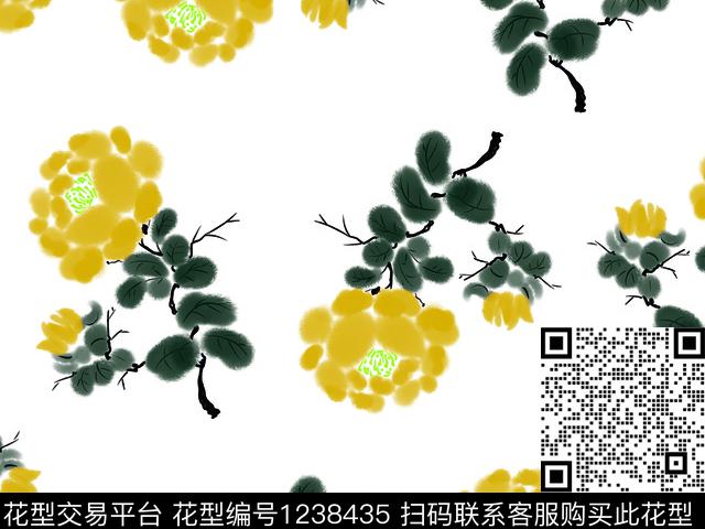 190746-3.jpg - 1238435 - 菊花 水墨风 数码花卉 - 数码印花花型 － 女装花型设计 － 瓦栏