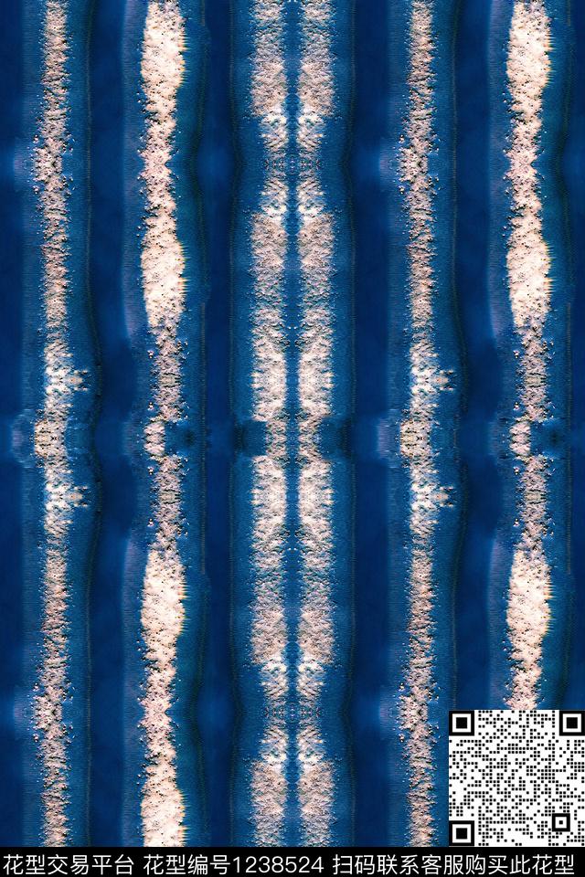 蓝条纹.jpg - 1238524 - 条纹 几何 复古 - 数码印花花型 － 女装花型设计 － 瓦栏