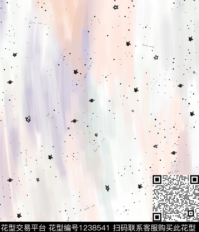 字母星空大牌风数码印花花型下载（图片编号: 1238541） - 瓦栏（Walan）