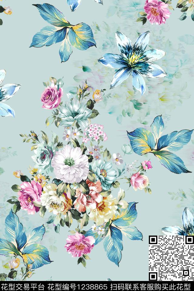 YL8063.jpg - 1238865 - 抽象花卉 小碎花 抽象 - 数码印花花型 － 女装花型设计 － 瓦栏