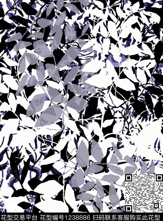 tree.jpg - 1238886 - 花卉 绿植树叶 大牌风 - 数码印花花型 － 女装花型设计 － 瓦栏