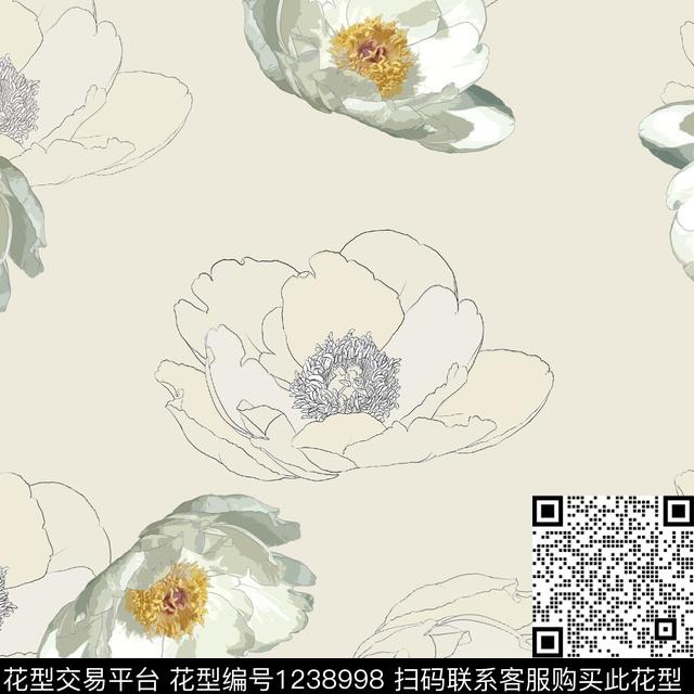 729-4-1.jpg - 1238998 - 水彩花卉 数码花型 - 数码印花花型 － 女装花型设计 － 瓦栏