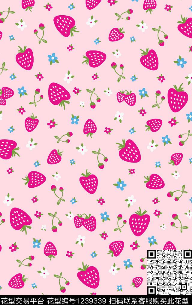 +90100.jpg - 1239339 - 春夏花型 童装系列 水果草莓 - 传统印花花型 － 童装花型设计 － 瓦栏
