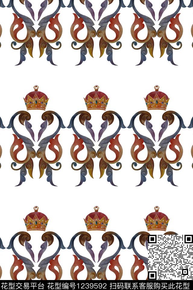 珠宝宝石大牌风宫廷风数码印花花型下载（图片编号: 1239592） - 瓦栏（Walan）