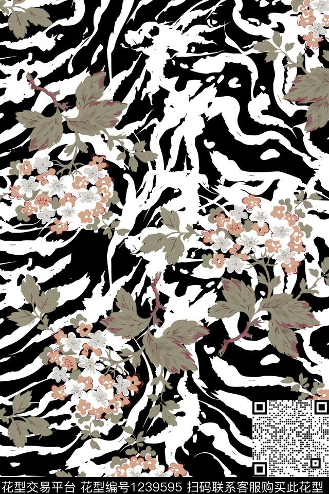 花卉小碎花波浪纹数码印花花型下载（图片编号: 1239595） - 瓦栏（Walan）