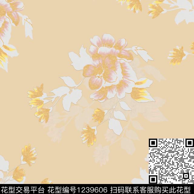 731.jpg - 1239606 - 水彩花卉 国画 数码花型 - 数码印花花型 － 女装花型设计 － 瓦栏