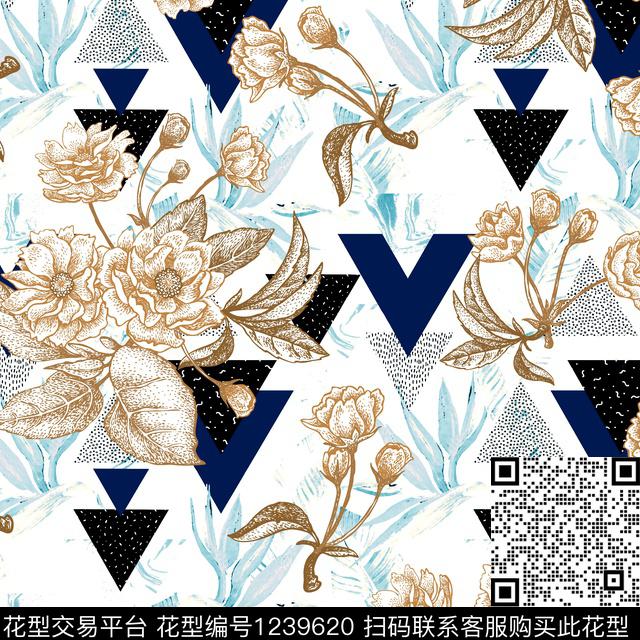20190730c.jpg - 1239620 - 女装 花卉 几何 - 数码印花花型 － 女装花型设计 － 瓦栏
