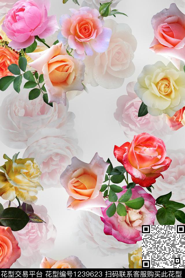003-分层.jpg - 1239623 - 花卉 数码花型 绿植树叶 - 数码印花花型 － 女装花型设计 － 瓦栏