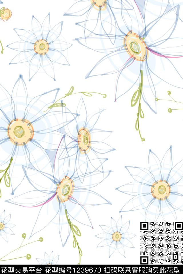 2019070151.jpg - 1239673 - 小碎花 向日葵 大牌风 - 传统印花花型 － 女装花型设计 － 瓦栏