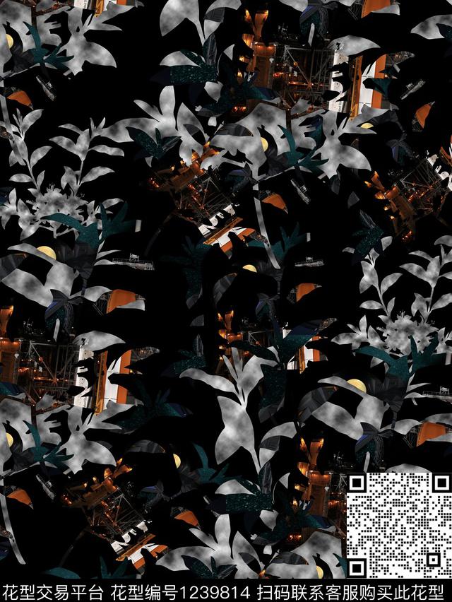 hhxq3.jpg - 1239814 - 男装 花卉 几何 - 数码印花花型 － 男装花型设计 － 瓦栏
