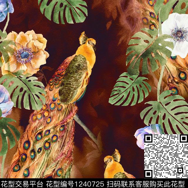 201908002a.jpg - 1240725 - 数码花型 鸟/昆虫 女装 - 数码印花花型 － 女装花型设计 － 瓦栏