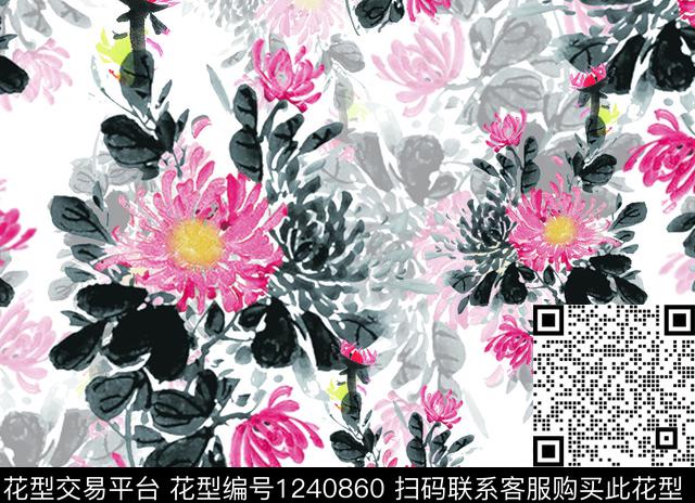 003.jpg - 1240860 - 小雏菊 国画 植物 - 数码印花花型 － 女装花型设计 － 瓦栏