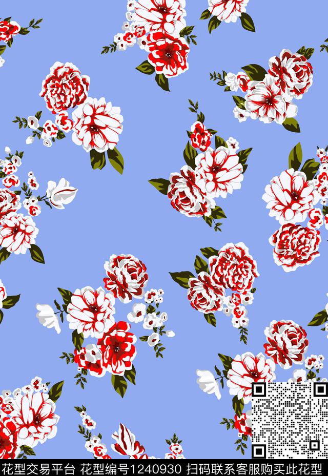 花卉小碎花大牌风数码印花花型下载（图片编号: 1240930） - 瓦栏（Walan）