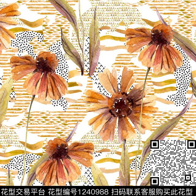 数码花型花卉女装数码印花花型下载（图片编号: 1240988） - 瓦栏（Walan）