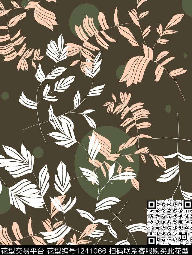 绿植树叶大牌风传统印花花型下载（图片编号: 1241066） - 瓦栏（Walan）