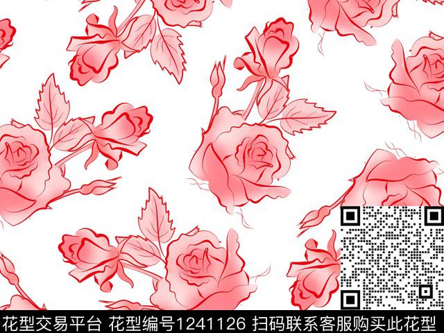 190802-1.jpg - 1241126 - 电子玫瑰花 渐变花卉 散点排列 - 传统印花花型 － 女装花型设计 － 瓦栏