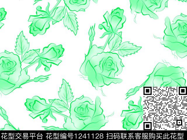 190802-3.jpg - 1241128 - 电子玫瑰花 渐变花卉 散点排列 - 数码印花花型 － 女装花型设计 － 瓦栏