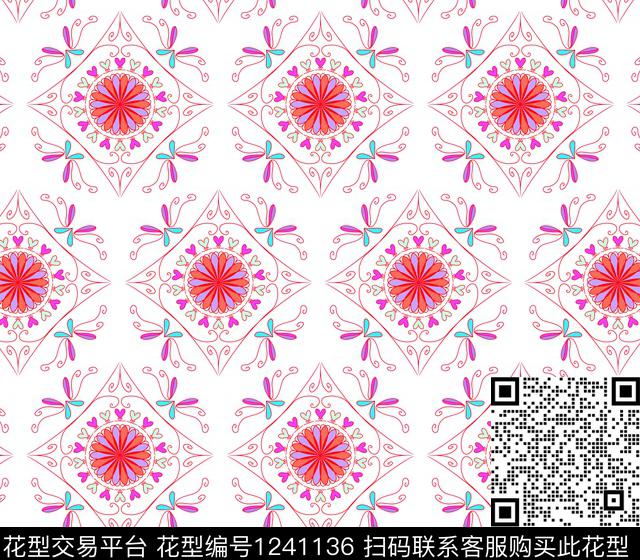 190804-3.jpg - 1241136 - 民族花卉 漂亮 雅致 - 传统印花花型 － 女装花型设计 － 瓦栏