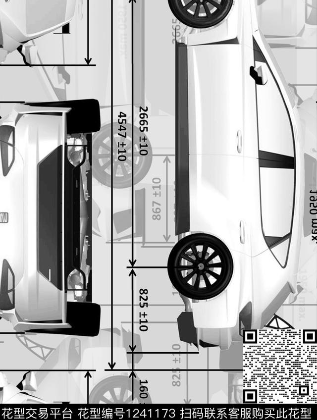 AI-H013D汽车模型.jpg - 1241173 - 黑白条纹 大牌男装 汽车结构 - 数码印花花型 － 男装花型设计 － 瓦栏