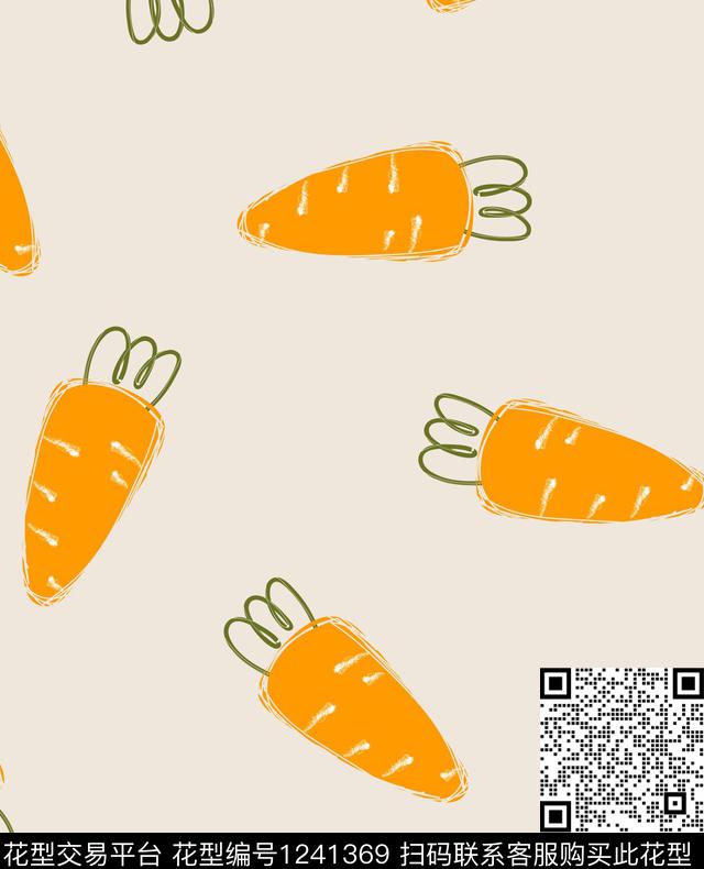 可爱胡萝卜卡通传统印花花型下载（图片编号: 1241369） - 瓦栏（Walan）