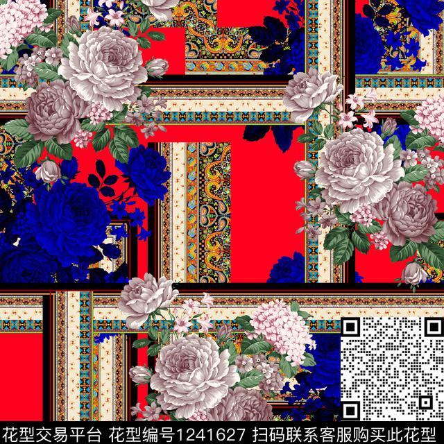 208.jpg - 1241627 - 格子 数码花型 花卉 - 数码印花花型 － 女装花型设计 － 瓦栏