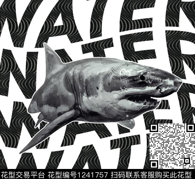 shark01.jpg - 1241757 - 数码花型 几何 波浪纹 - 数码印花花型 － 男装花型设计 － 瓦栏