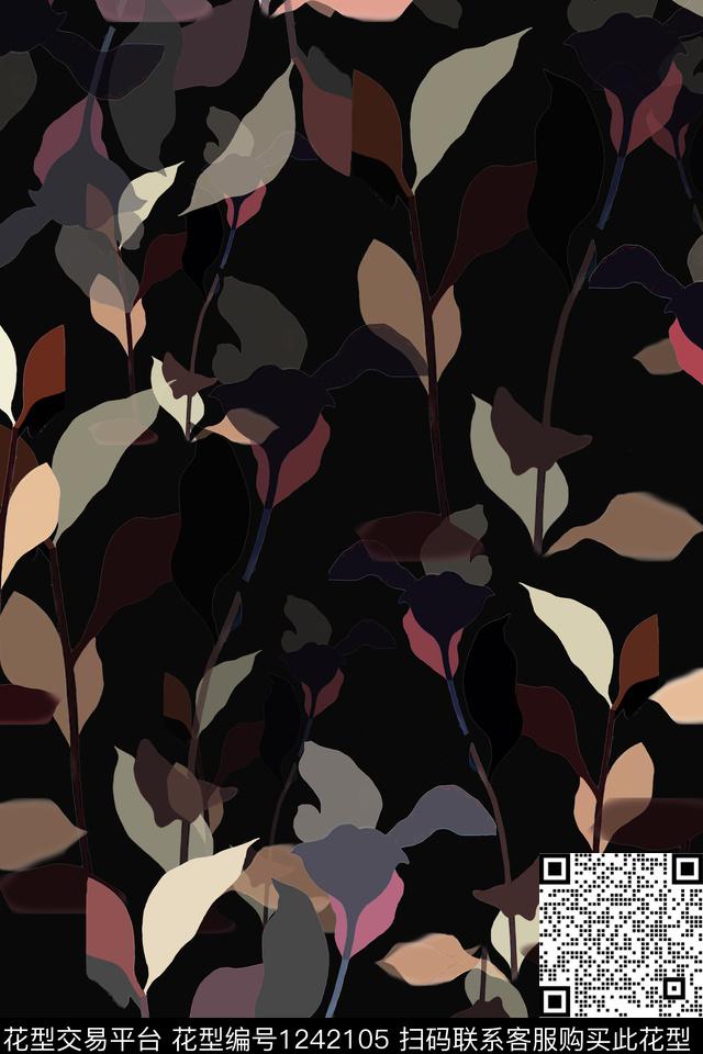 绿植树叶休闲青蓝雅韵系列传统印花花型下载（图片编号: 1242105） - 瓦栏（Walan）
