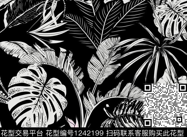 女装线条黑白印花传统印花花型下载（图片编号: 1242199） - 瓦栏（Walan）