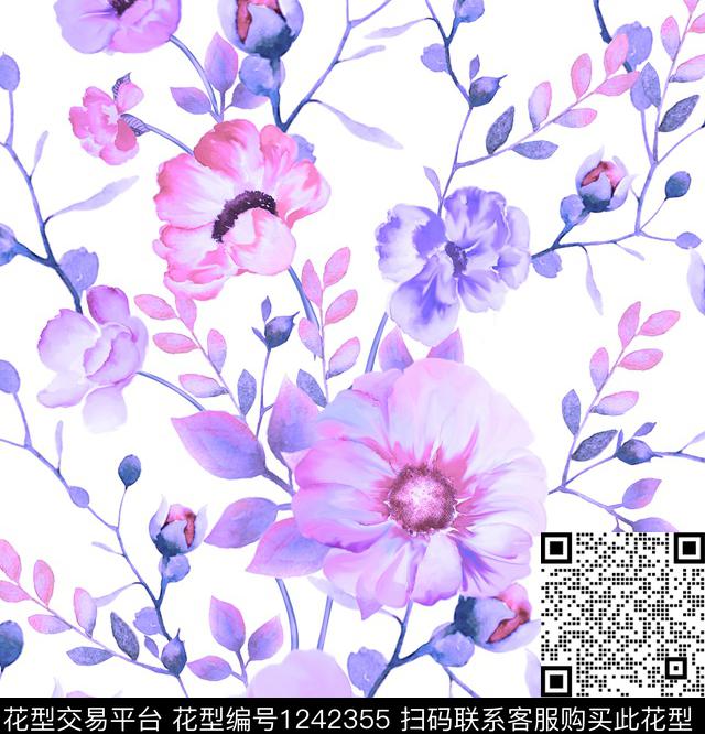 5.jpg - 1242355 - 花卉 水彩 手绘 - 数码印花花型 － 其他花型设计 － 瓦栏