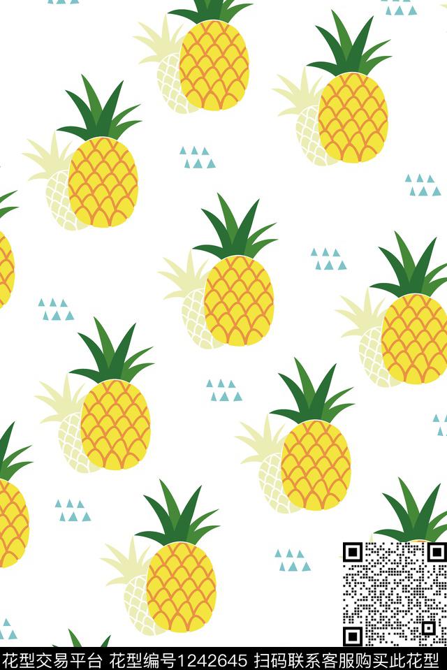 卡通菠萝童装传统印花花型下载（图片编号: 1242645） - 瓦栏（Walan）