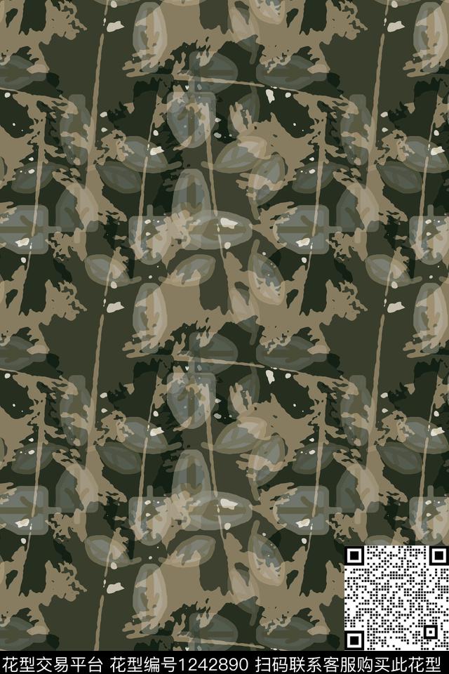 190806-syyh-20-00.jpg - 1242890 - 迷彩 绿植树叶 迷彩图案 - 数码印花花型 － 男装花型设计 － 瓦栏