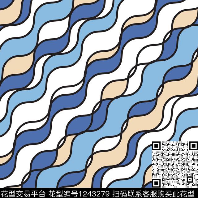 2019-08-11-4A.jpg - 1243279 - 线条 波浪纹 几何 - 传统印花花型 － 女装花型设计 － 瓦栏