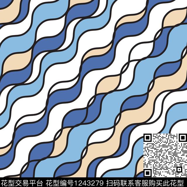 线条波浪纹传统花型传统印花花型下载（图片编号: 1243279） - 瓦栏（Walan）