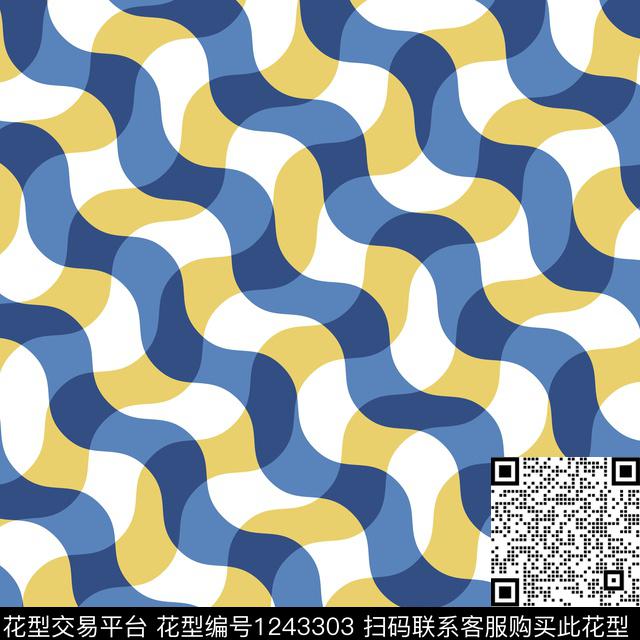 波浪纹格子传统花型传统印花花型下载（图片编号: 1243303） - 瓦栏（Walan）