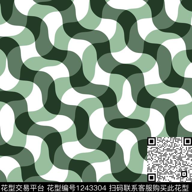 波浪纹格子几何传统印花花型下载（图片编号: 1243304） - 瓦栏（Walan）