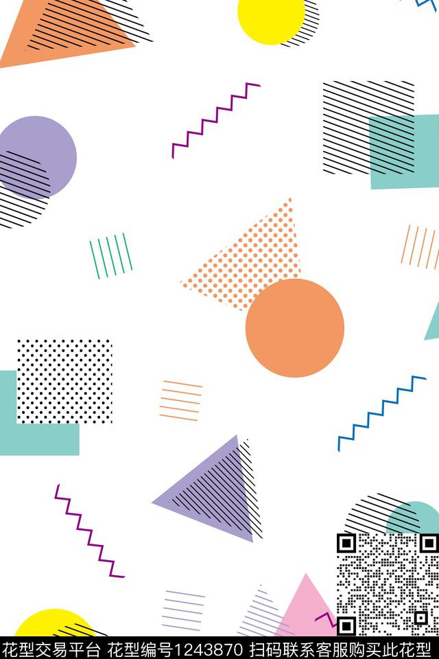 波浪纹女装条格传统印花花型下载（图片编号: 1243870） - 瓦栏（Walan）