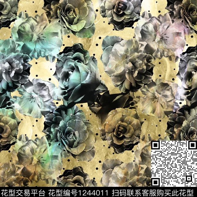 w66090821-3.jpg - 1244011 - 大牌风 数码花型 做旧 - 数码印花花型 － 女装花型设计 － 瓦栏