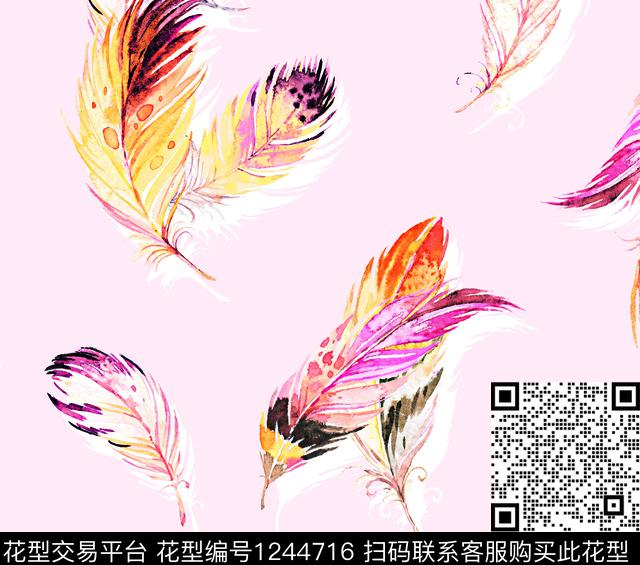 0024.jpg - 1244716 - 羽毛 小清新 民族风 - 数码印花花型 － 女装花型设计 － 瓦栏