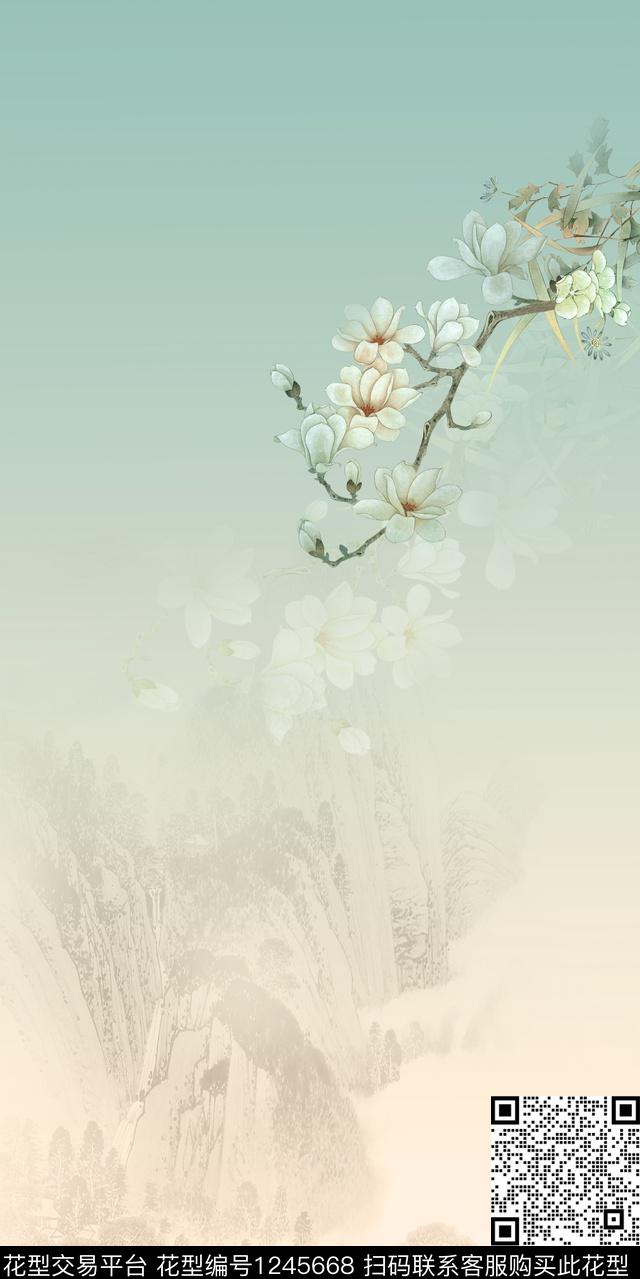 HY1-087G.jpg - 1245668 - 真丝 中国 中老年 - 数码印花花型 － 女装花型设计 － 瓦栏